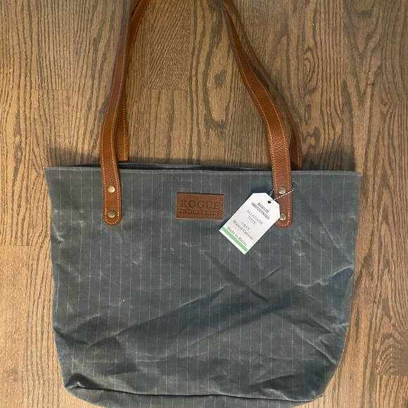 Handbags - Rogue Industries Gray Tote Bag with Brown Handles
